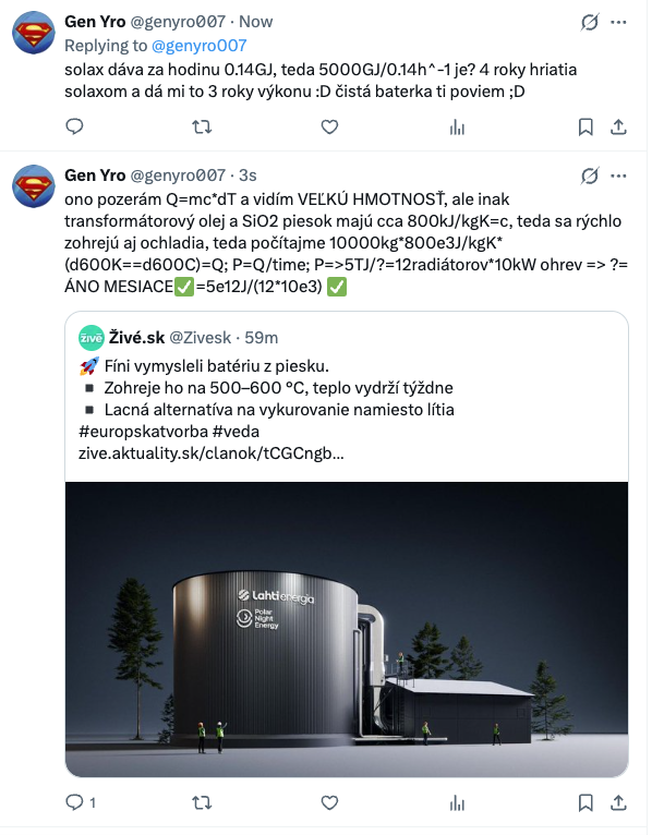 Názor: Fíni, výpočet: 4 roky hrejem, 3 roky výkonu dáva :) Baterka: Neni to až také zlé 3/4 účinnosť ;D Pri tom jadro má 60% účinnosť, SiO2 piesok 75% To je mojé: Nábrežie Dunaja a dunajský pjesók :P